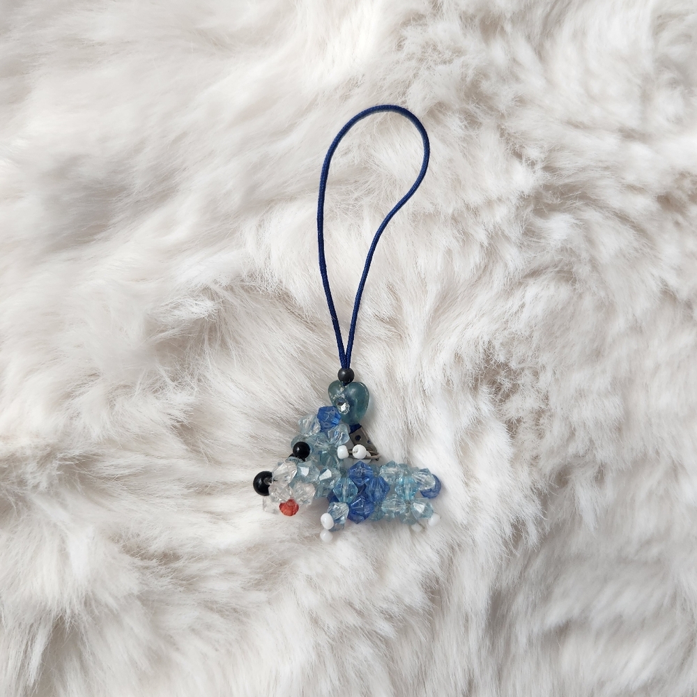 Handmade blue beaded dog charm ( I made it myself)